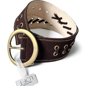 LOFT Brown Belt with Gold Buckle